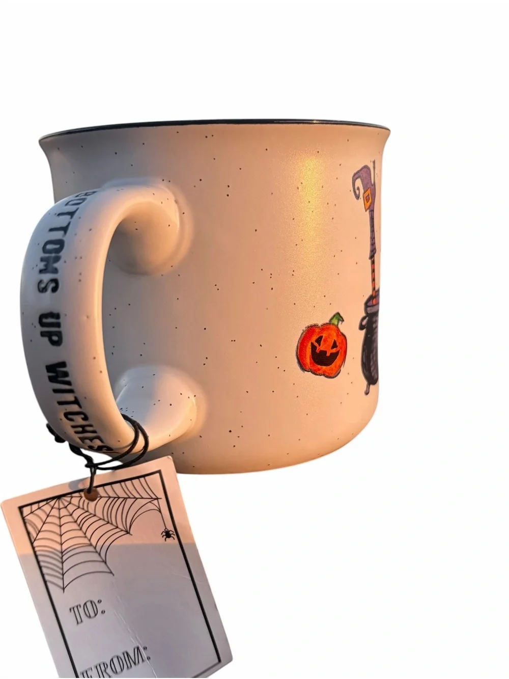 NWT WITCH CUP COBWEBS & CAULDRON BOTTOMS UP WITCHES LARGE STONEWARE MUG 16OZ